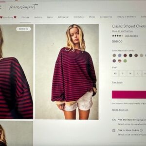 Free People Classic Striped Oversized Crewneck Sweatshirt